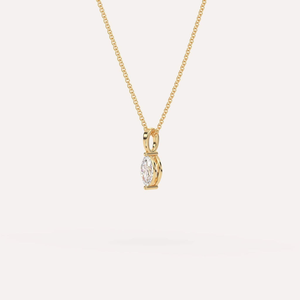 Yellow Gold Pendant Diamond Necklace With 1/4 Carat Marquise Diamond