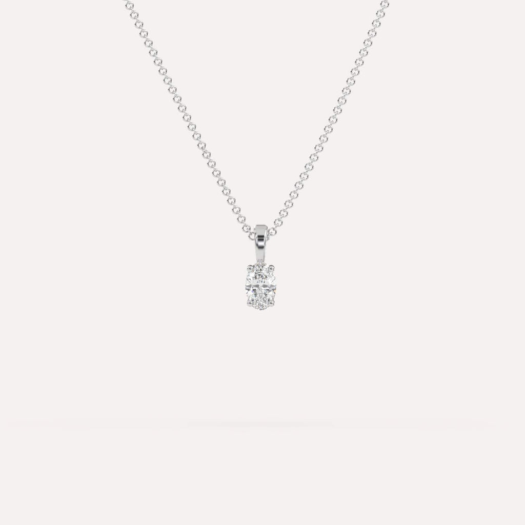 White Gold Pendant Diamond Necklace With 1/4 Carat Oval Diamond