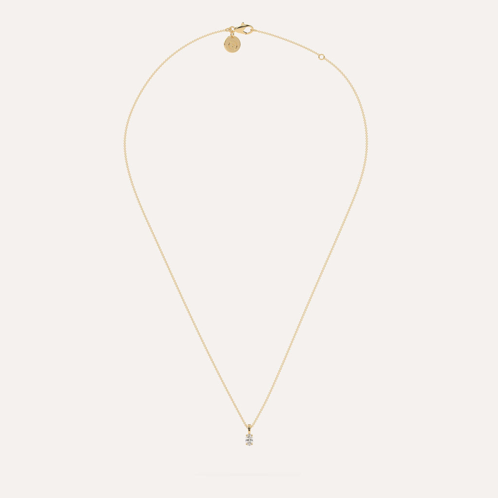 1/4 carat Oval Diamond Pendant Necklace Natural Yellow Gold