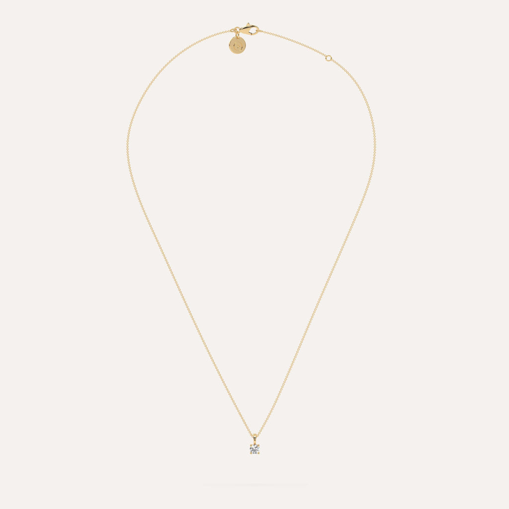 1/4 carat Round Diamond Pendant Necklace Lab Diamond Yellow Gold