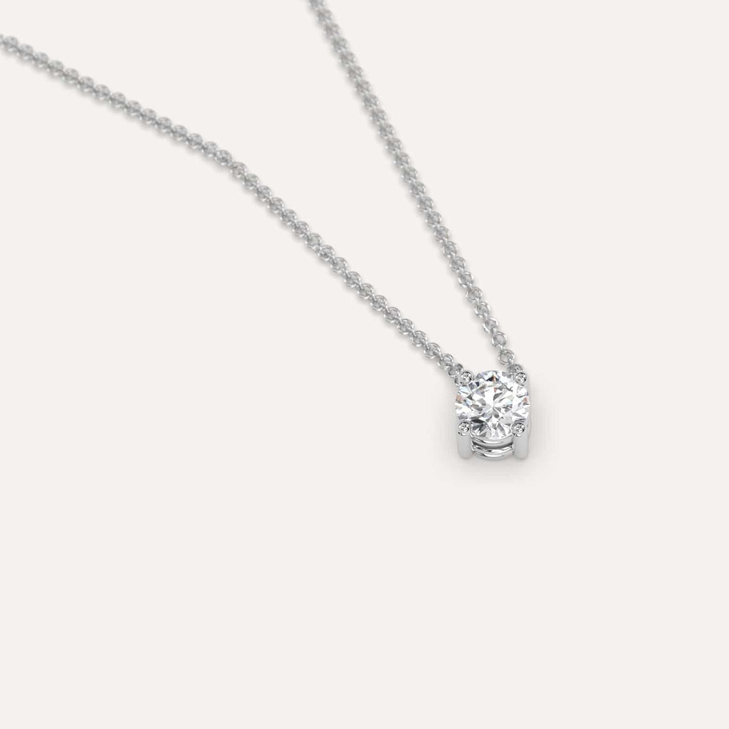 Simple Diamond Floating Necklace With Round Natural Diamond In White Gold