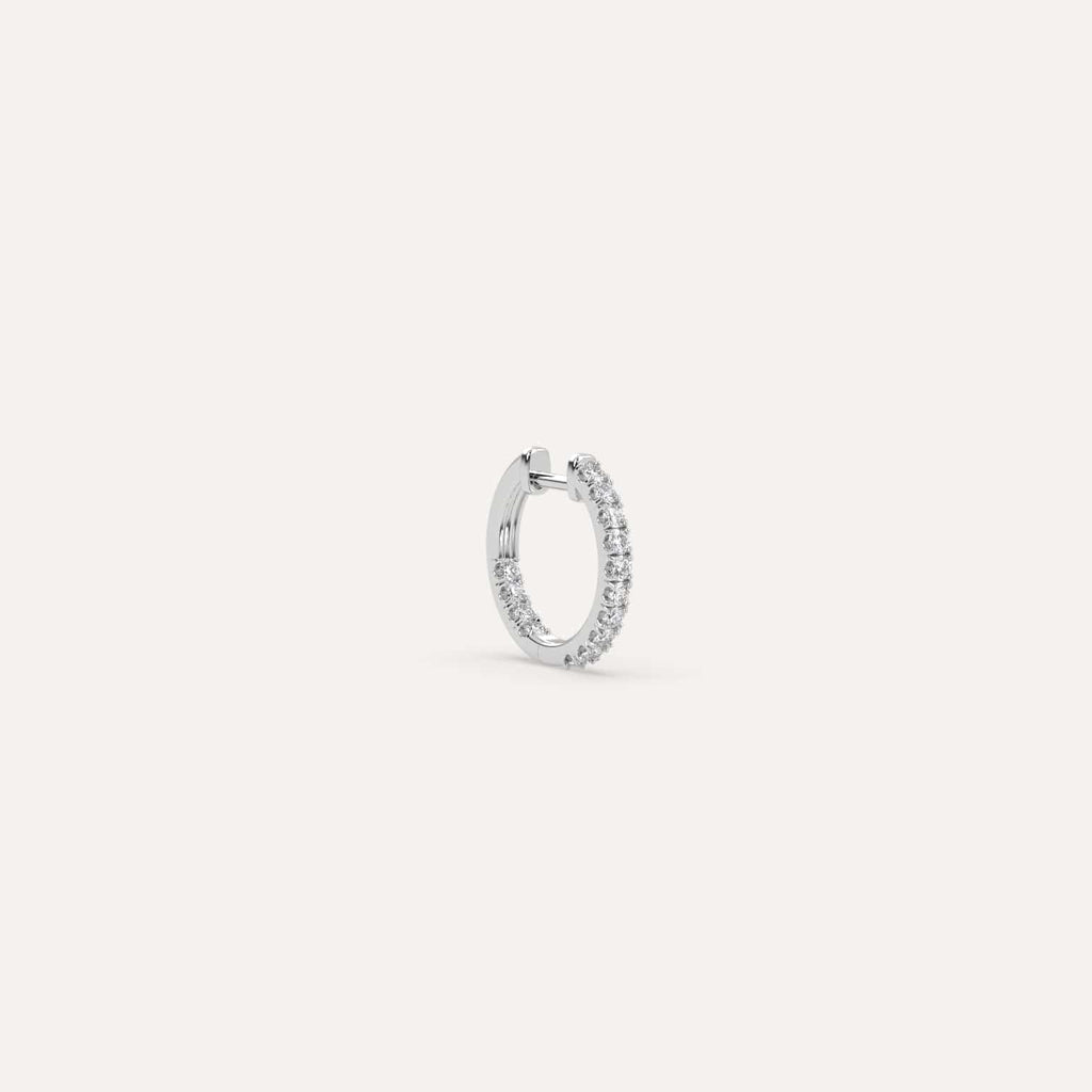 1/8 carat Single Diamond Hoop Earring, Natural Diamonds White Gold