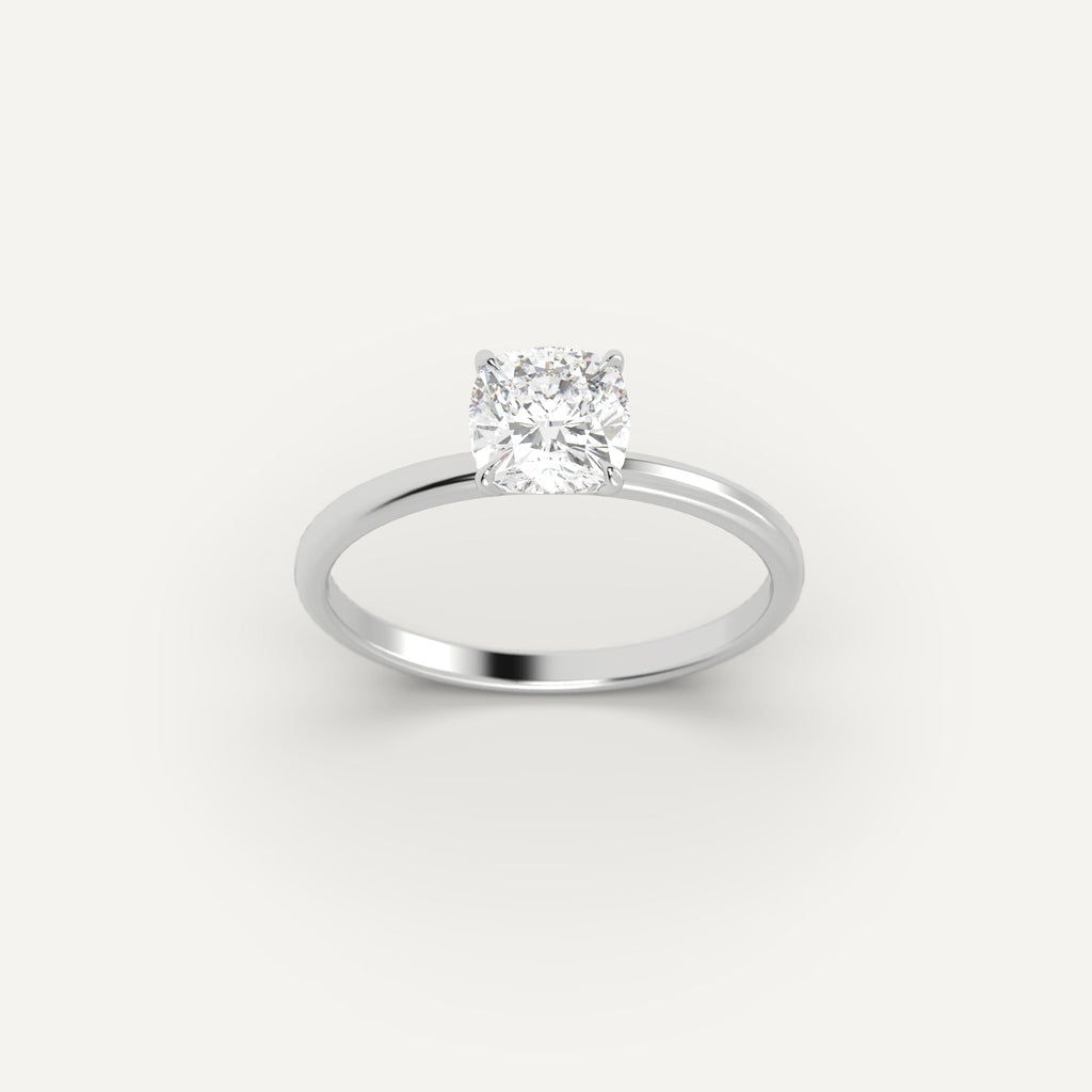 White Gold 1 Carat Engagement Ring On Woman's Hand