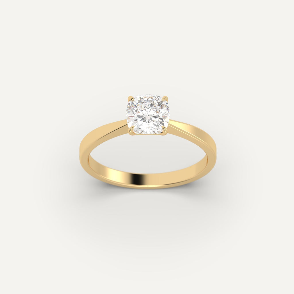 Yellow Gold 1 Carat Engagement Ring On Woman's Hand