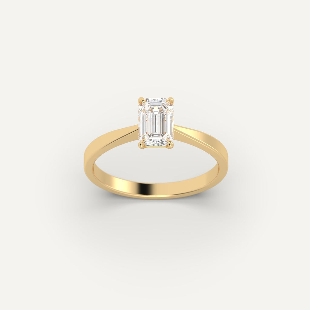 Yellow Gold 1 Carat Engagement Ring On Woman's Hand