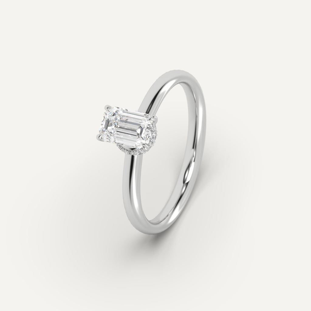 Platinum 1 Carat Engagement Ring Emerald Cut Diamond