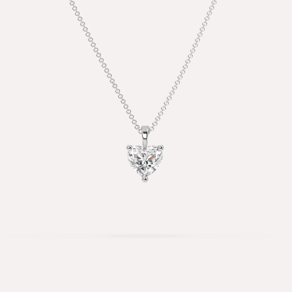 1 Carat Simple Solitaire Diamond Pendant Necklace In 14K White Gold