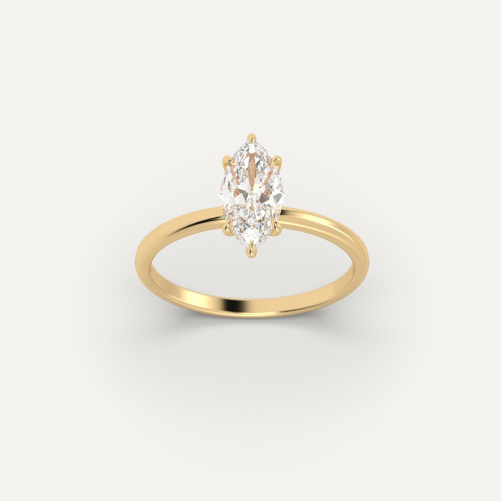 Yellow Gold 1 Carat Engagement Ring On Woman's Hand