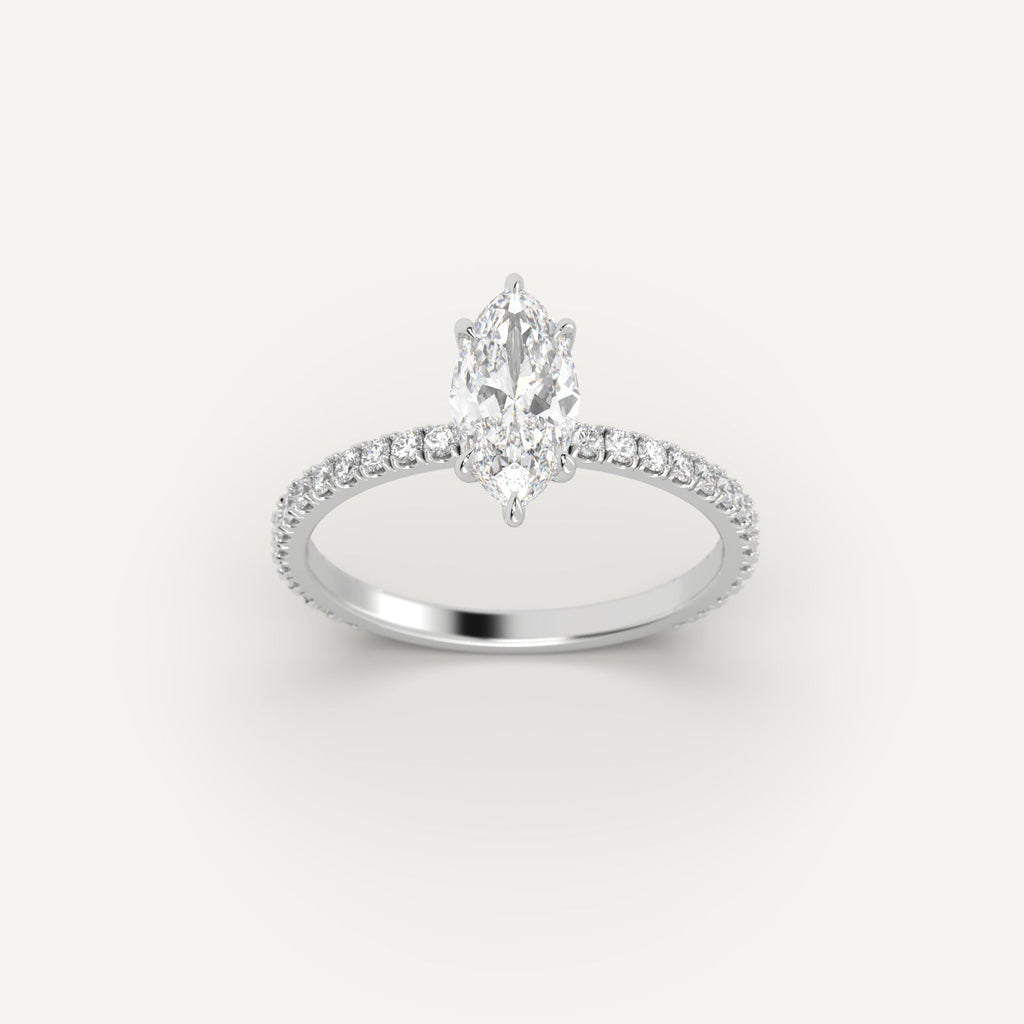 White Gold 1 Carat Engagement Ring On Woman's Hand