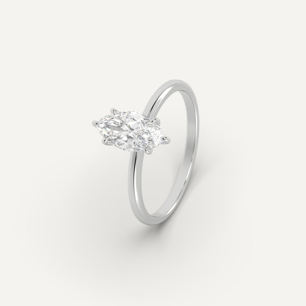 Platinum 1 Carat Engagement Ring Marquise Cut Diamond