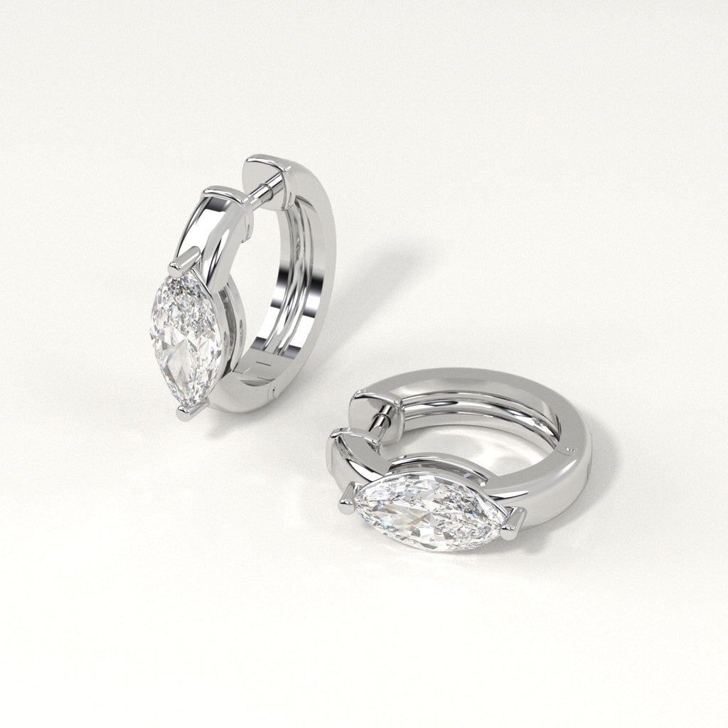 1 carat marquise Diamond Huggie Hoop Earrings in white Gold