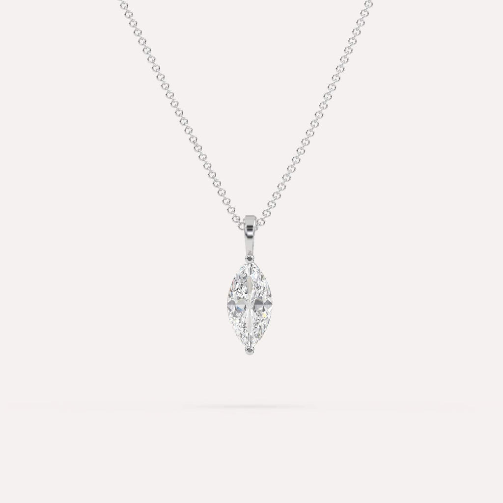 1 Carat Simple Solitaire Diamond Pendant Necklace In 14K White Gold