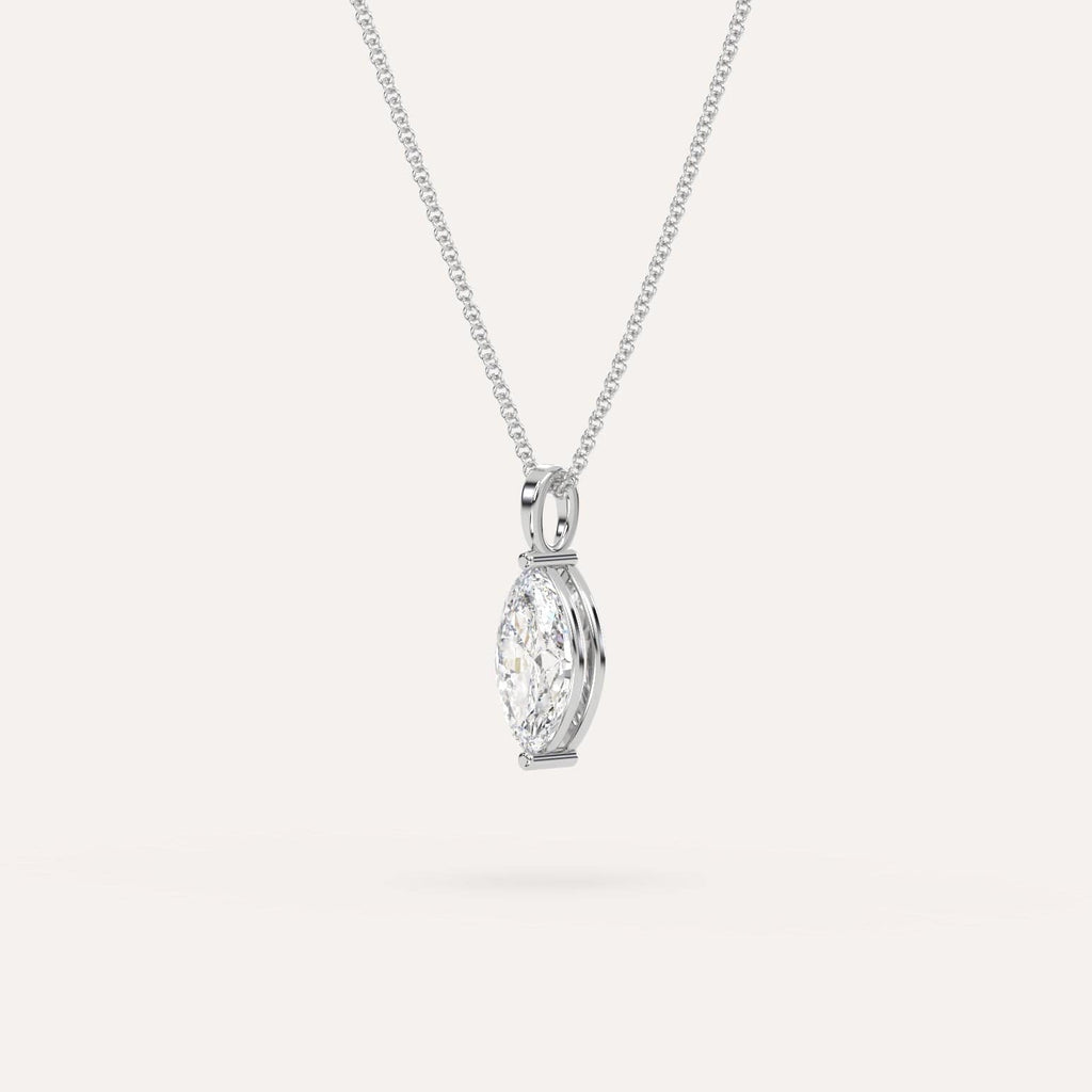 White Gold Pendant Diamond Necklace With 1 Carat Marquise Diamond