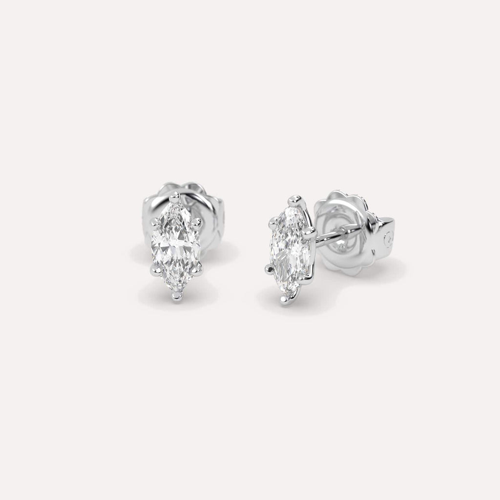 1 Carat White Gold Diamond Stud Earrings For Women