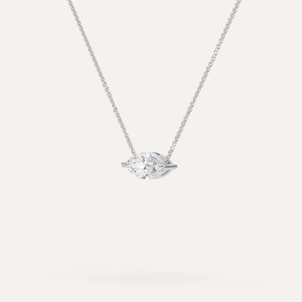 White Gold Floating Diamond Necklace With 1 Carat Marquise Diamond
