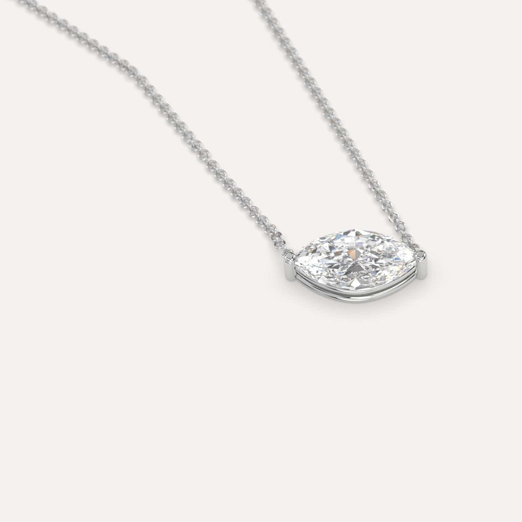 Simple Diamond Floating Necklace With Marquise Natural Diamond In White Gold