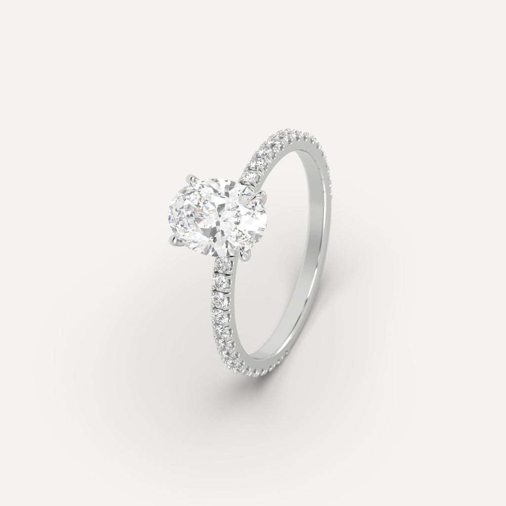 Platinum 1 Carat Engagement Ring Oval Cut Diamond