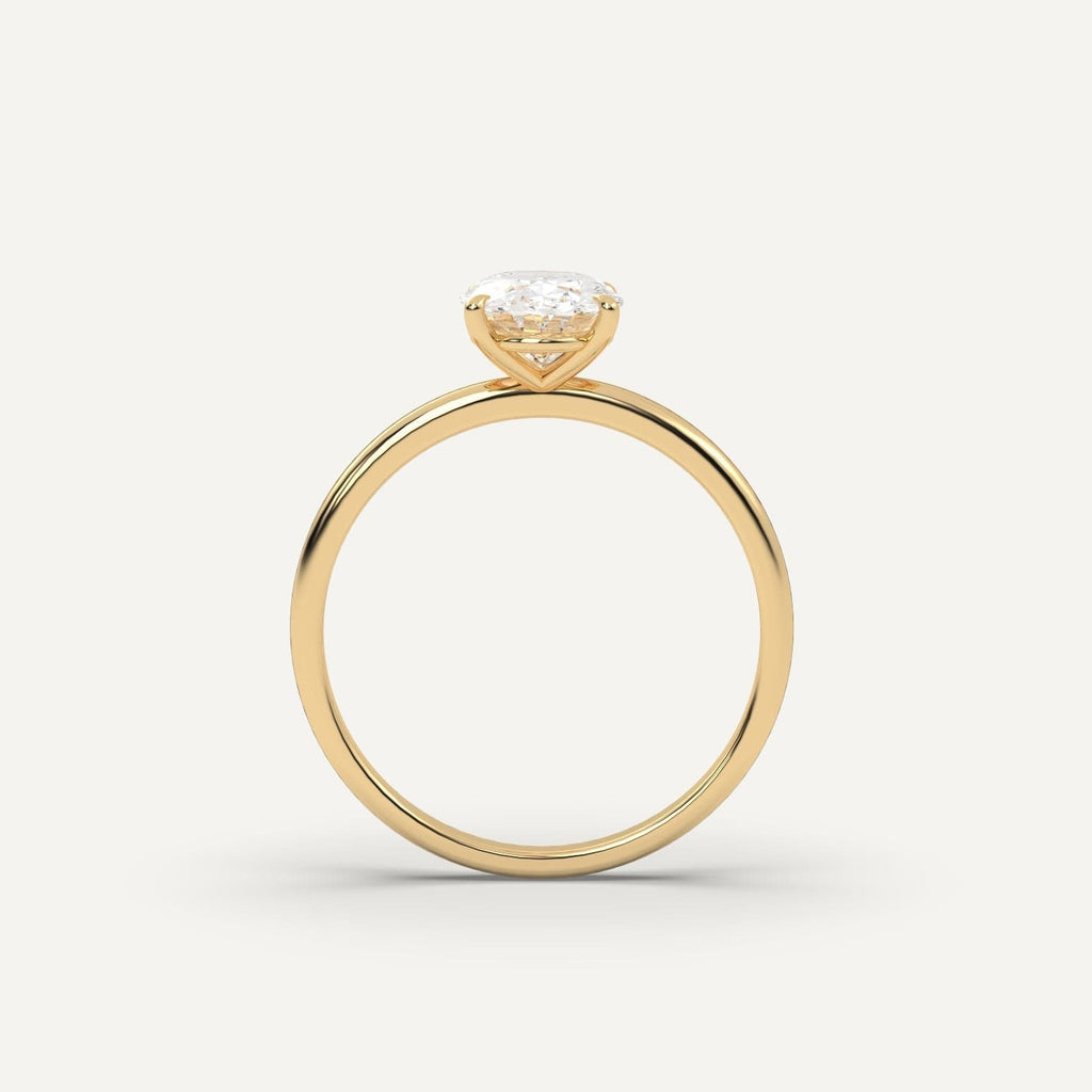 1 Carat Oval Cut Engagement Ring In 14K Yellow Gold