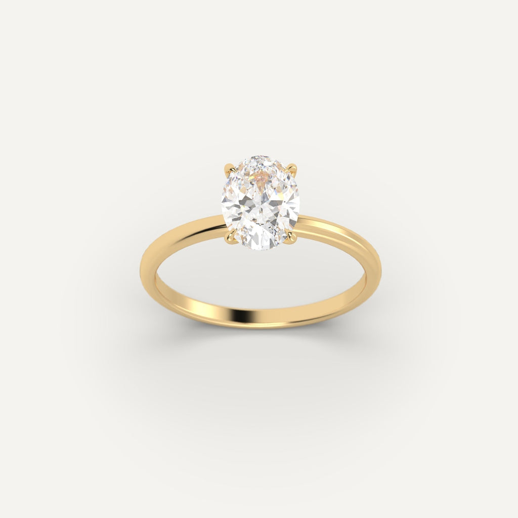 Yellow Gold 1 Carat Engagement Ring On Woman's Hand