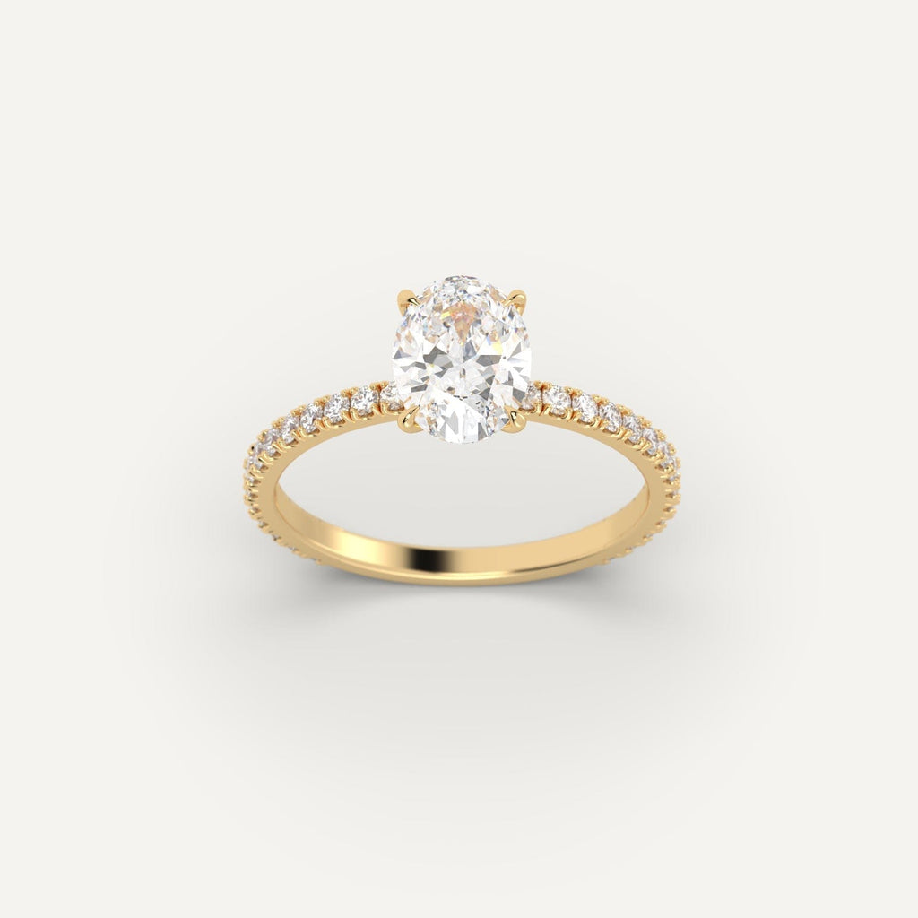 Yellow Gold 1 Carat Engagement Ring On Woman's Hand