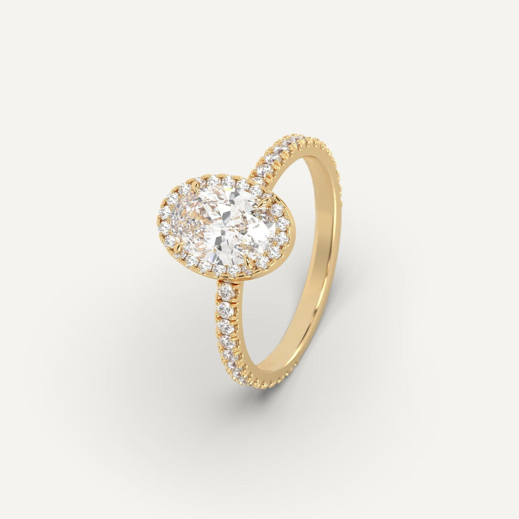 Yellow Gold 1 Carat Engagement Ring Oval Cut Diamond