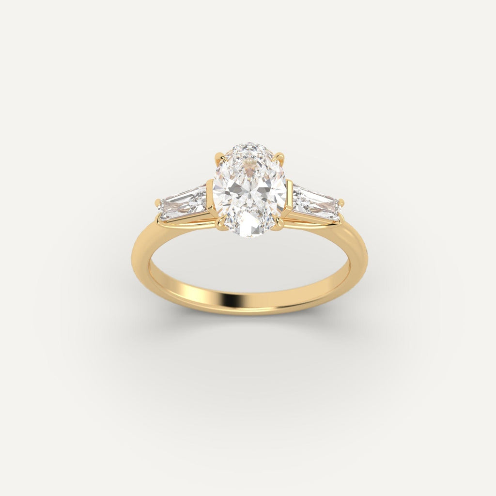 Yellow Gold 1 Carat Engagement Ring On Woman's Hand