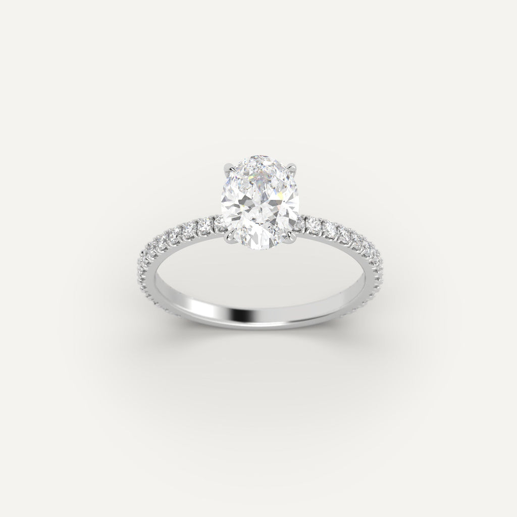 Platinum 1 Carat Engagement Ring On Woman's Hand