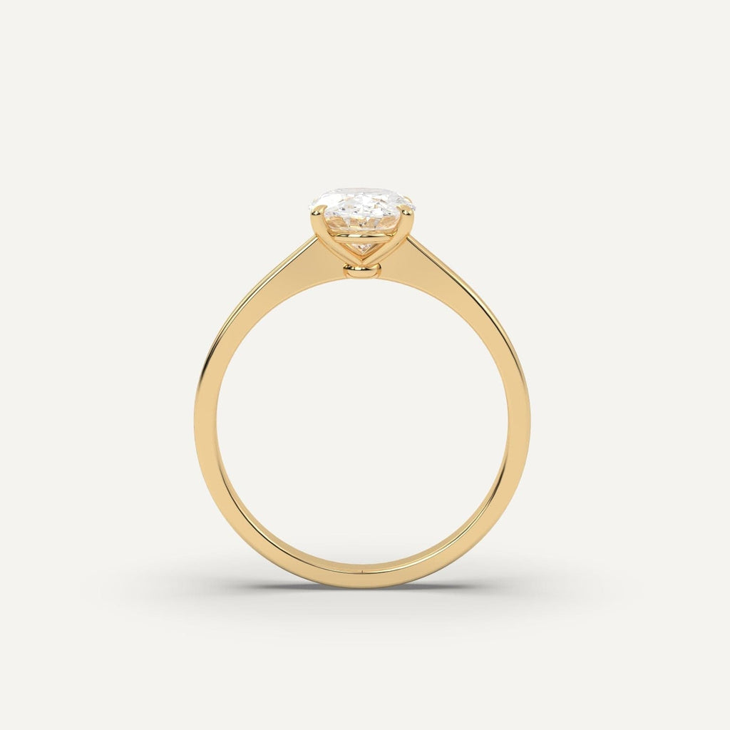 1 Carat Oval Cut Engagement Ring In 14K Yellow Gold