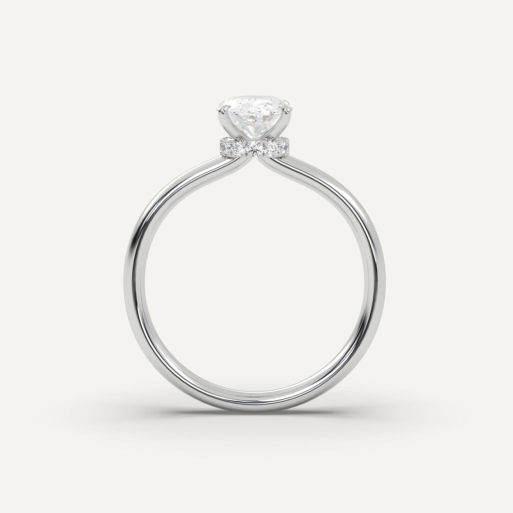 1 Carat Oval Cut Engagement Ring In 14K White Gold