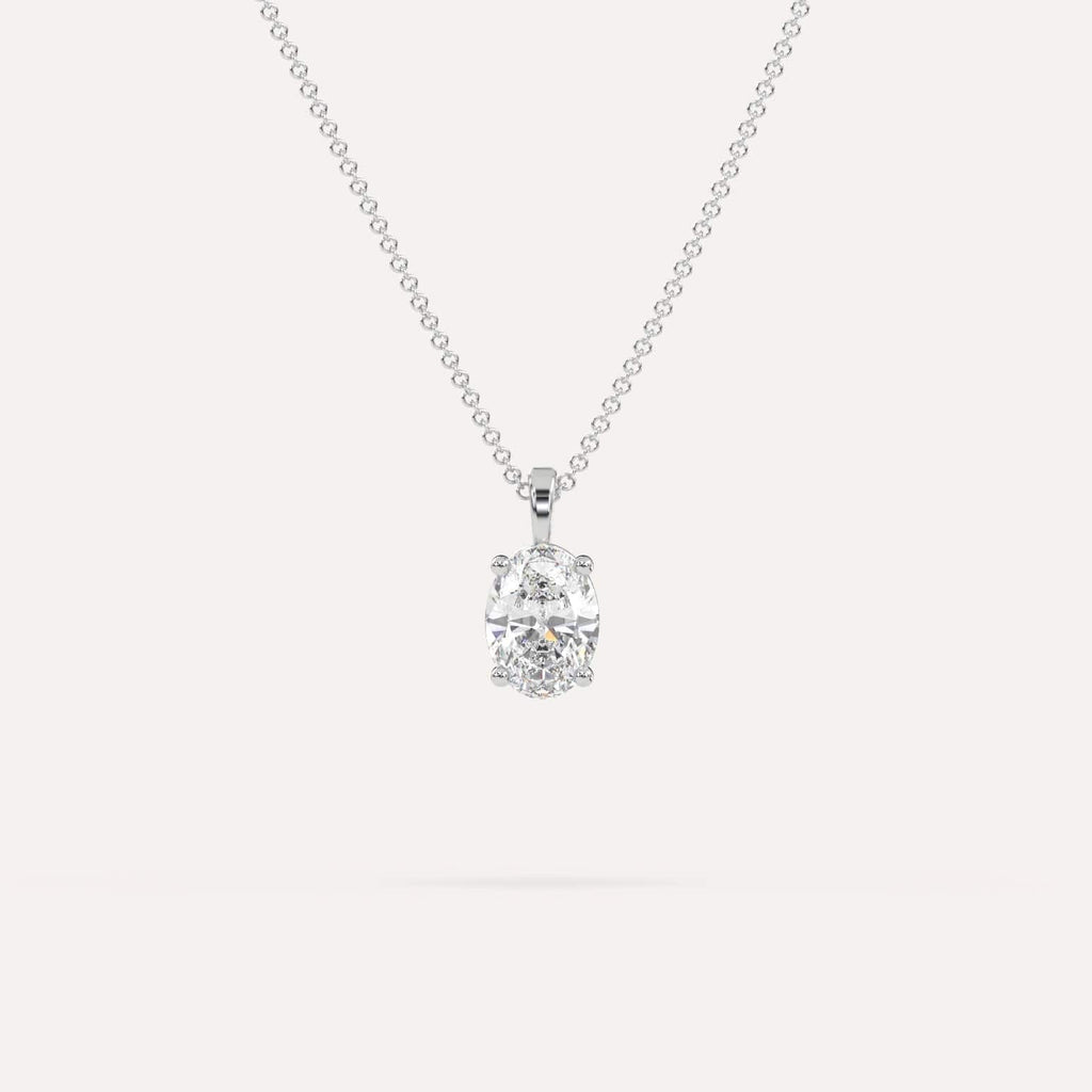 1 Carat Simple Solitaire Diamond Pendant Necklace In 14K White Gold
