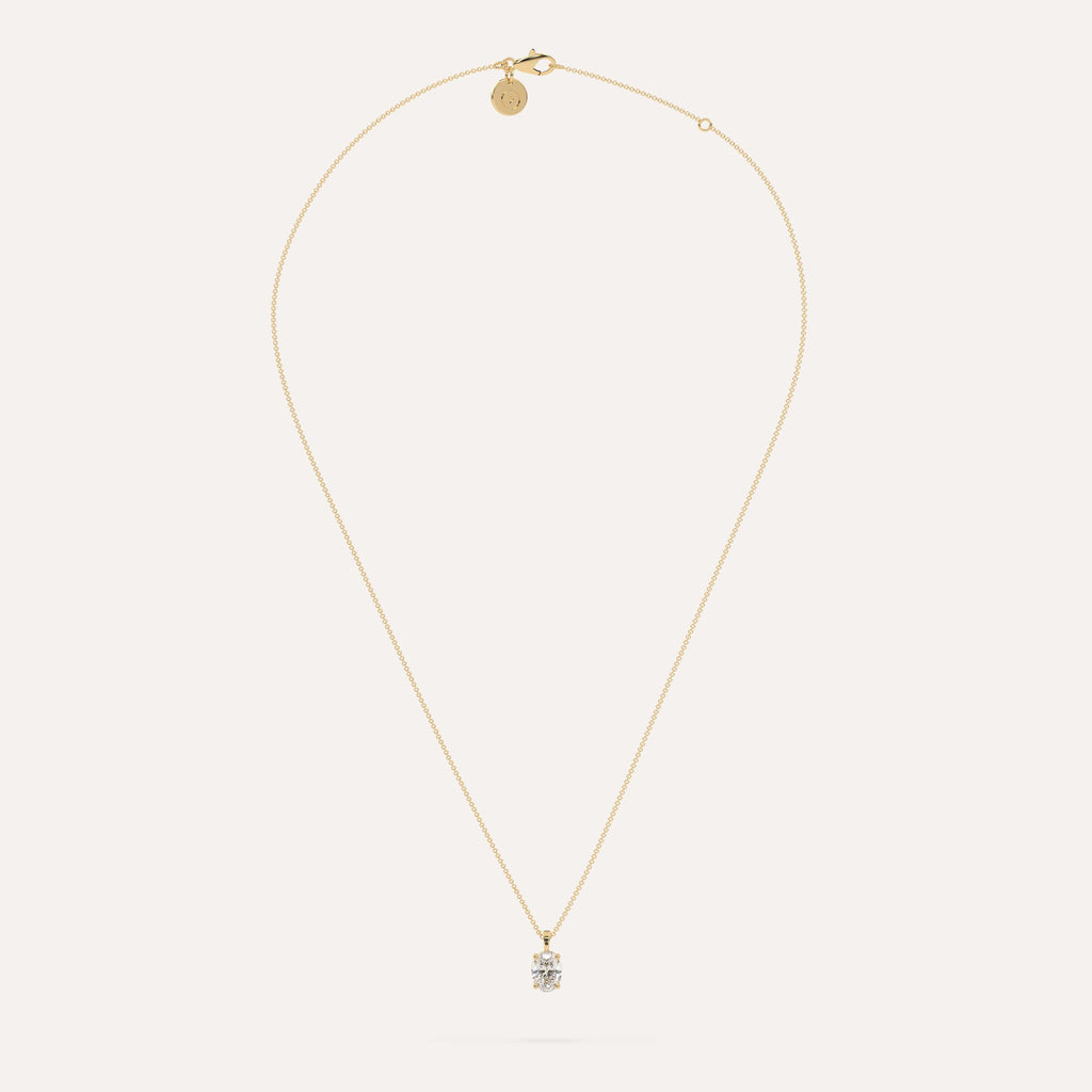 1 carat Oval Diamond Pendant Necklace Natural Yellow Gold