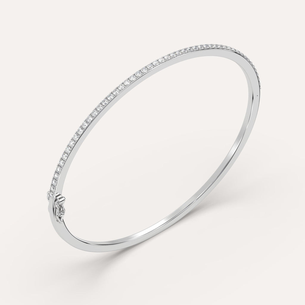 white gold pave, bangle bracelets with 1 carat round diamonds