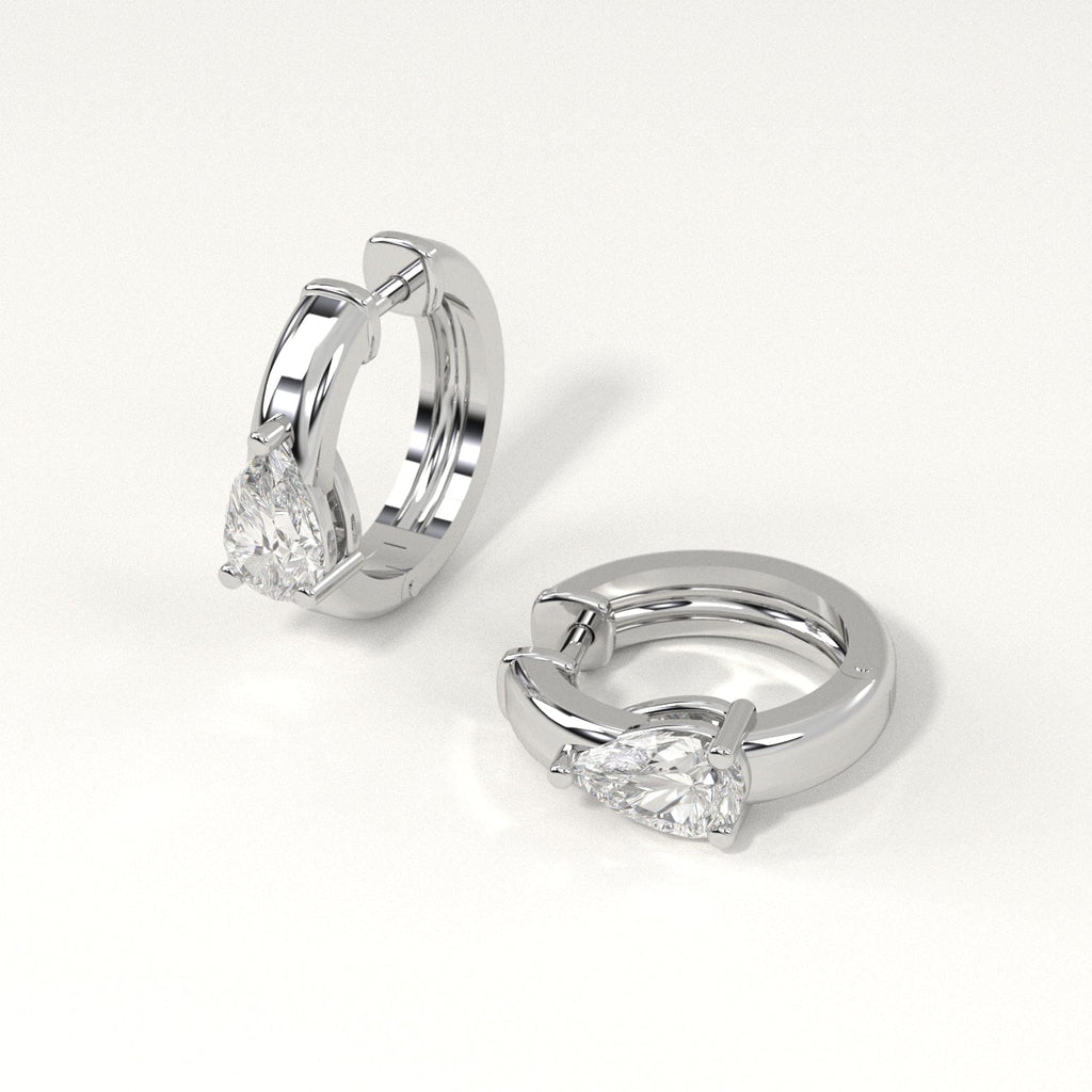 1 carat pear Diamond Huggie Hoop Earrings in white Gold