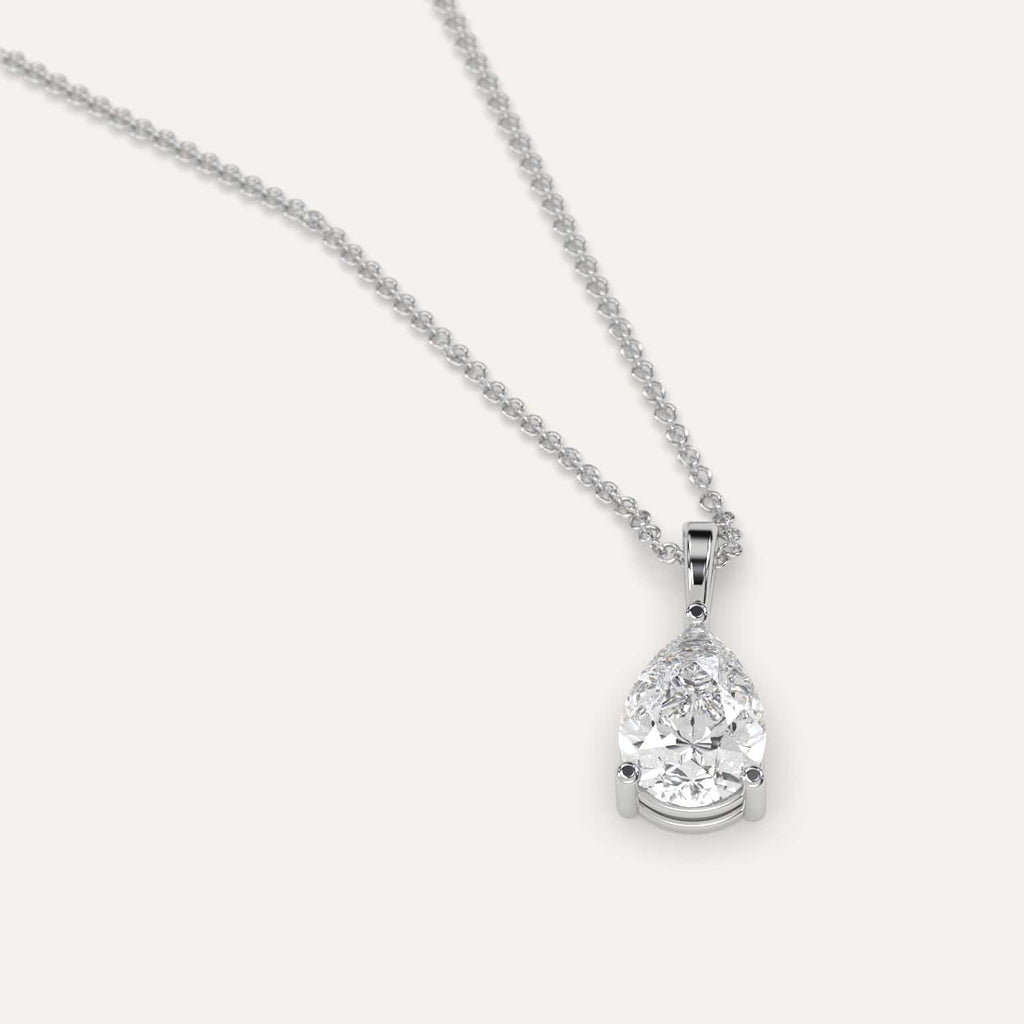 Simple Diamond Pendant Necklace With Pear Lab Diamond In White Gold