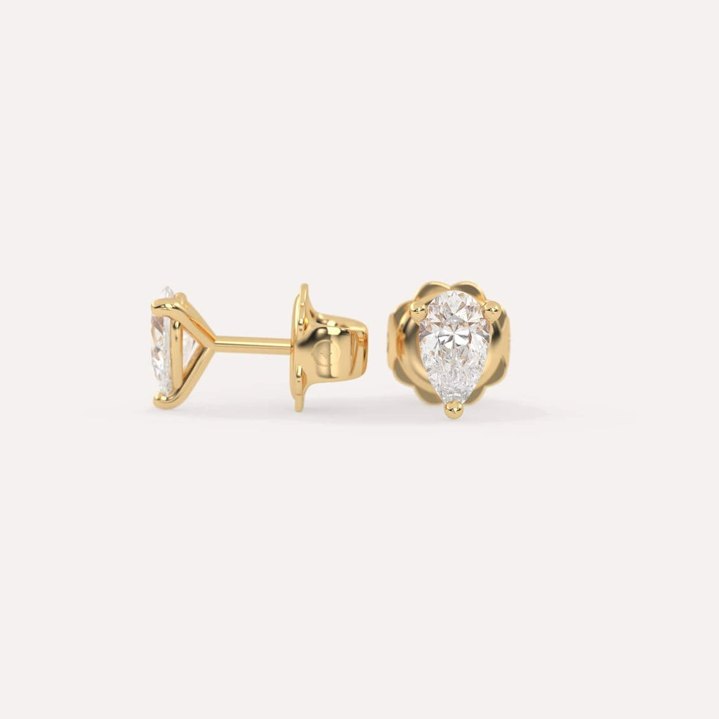 1 carat Butterfly Push Back Diamond Studs in yellow Gold