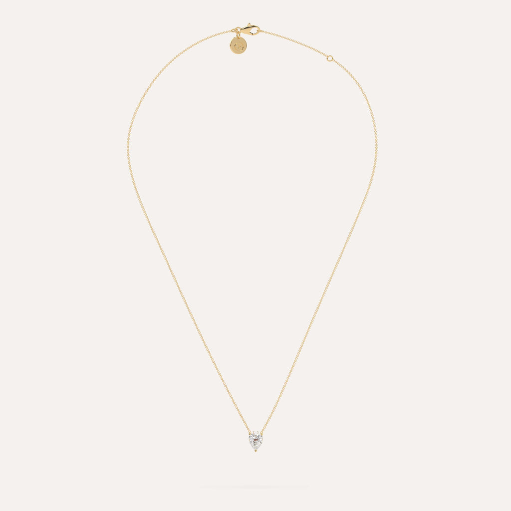 1 carat Pear Floating Diamond Necklace Lab Yellow Gold