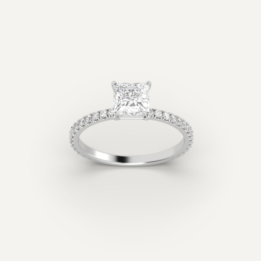 White Gold 1 Carat Engagement Ring On Woman's Hand