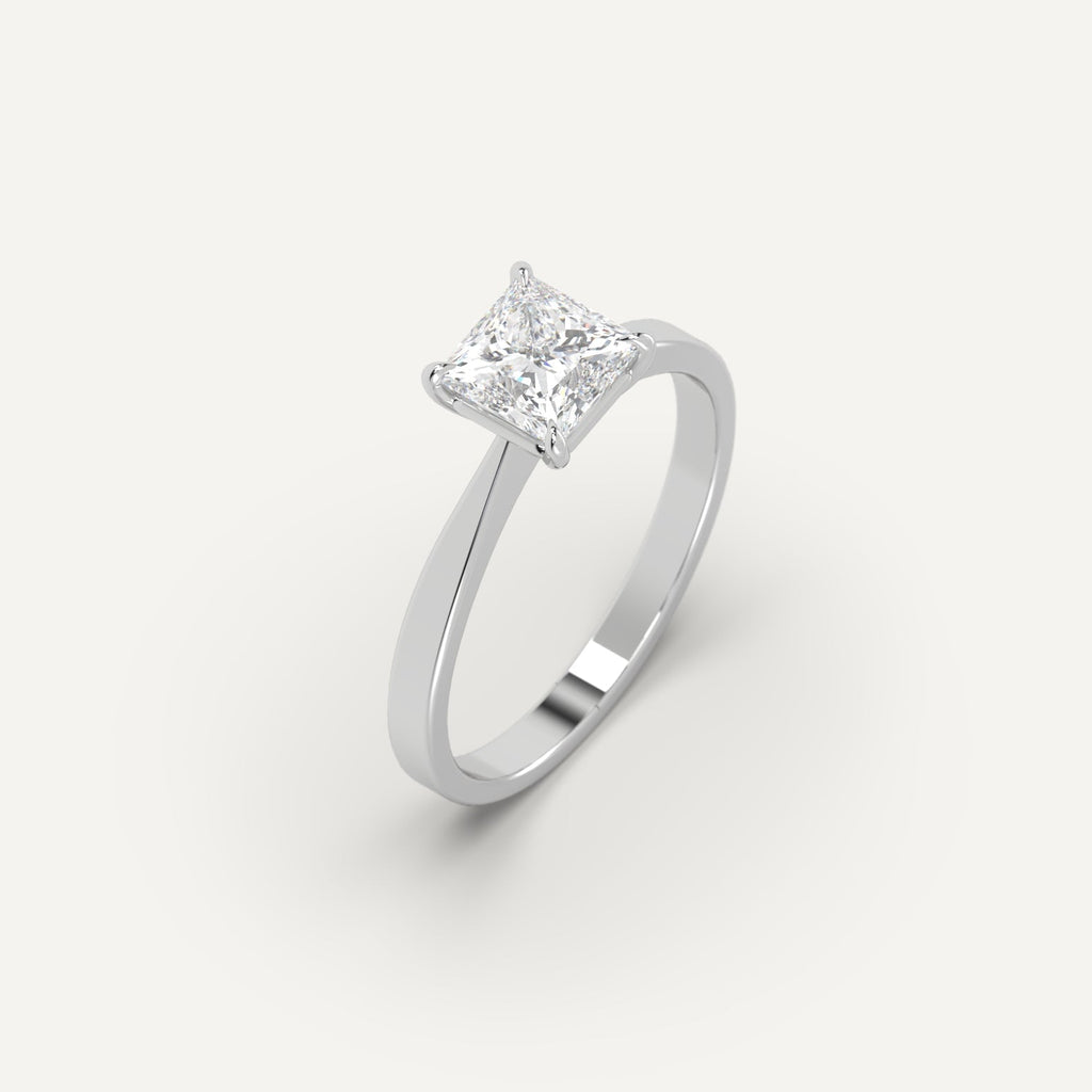 1 Carat Engagement Ring Princess Cut Diamond In 14K White Gold