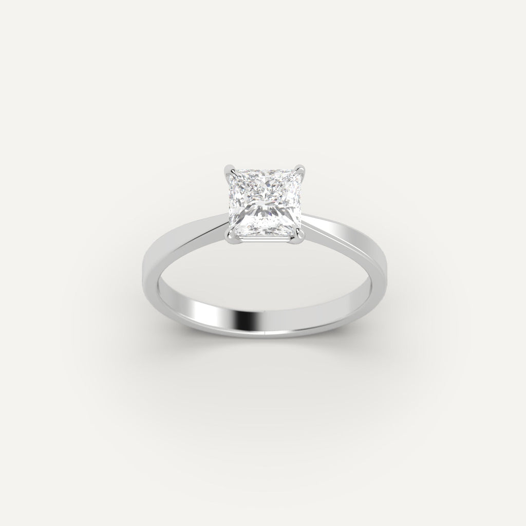 White Gold 1 Carat Engagement Ring On Woman's Hand