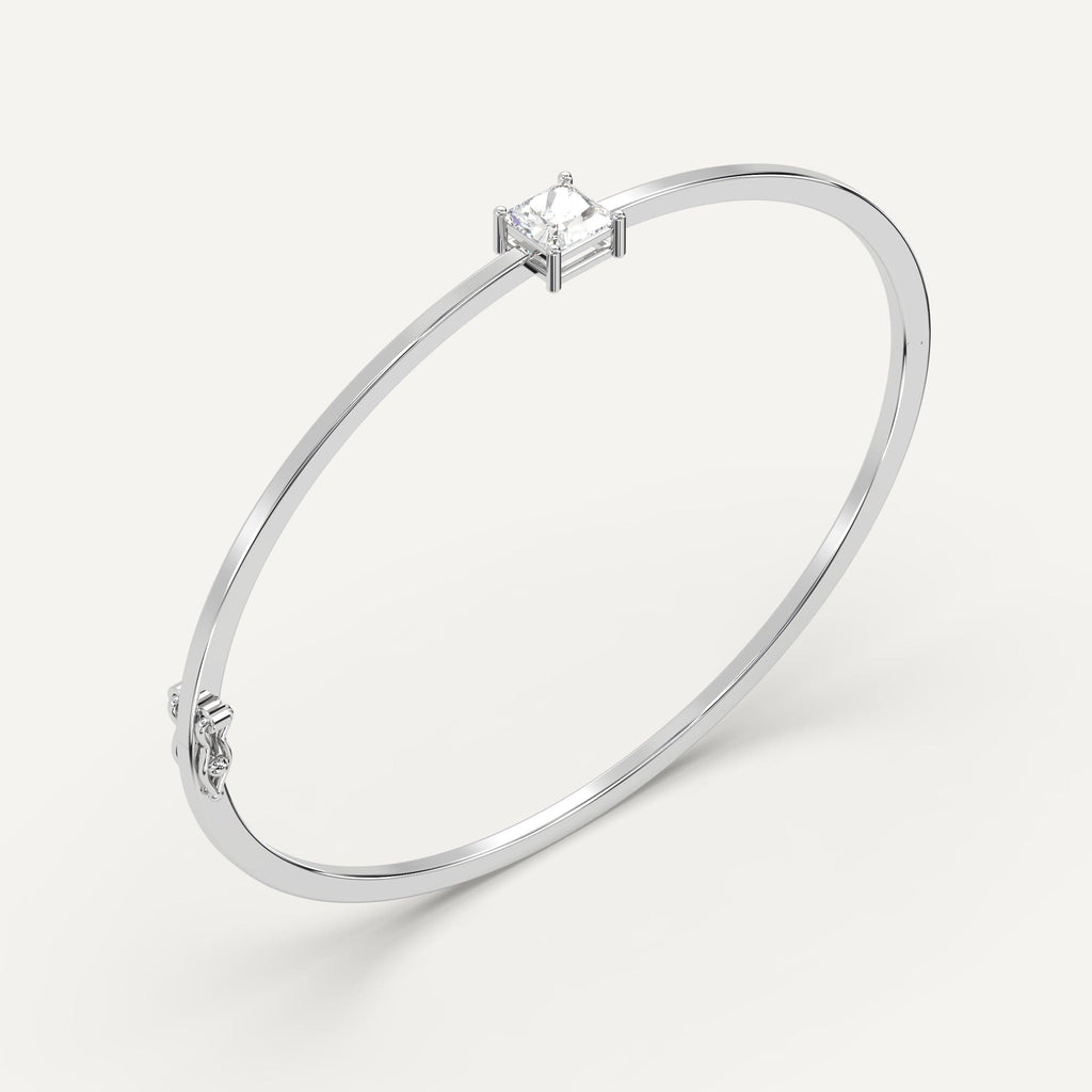 white gold solitaire, bangle bracelets with 1 carat princess diamonds