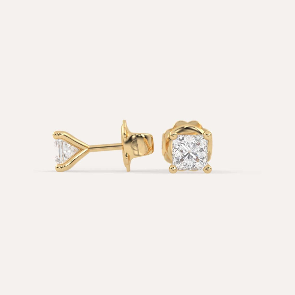 1 carat Butterfly Push Back Diamond Studs in yellow Gold