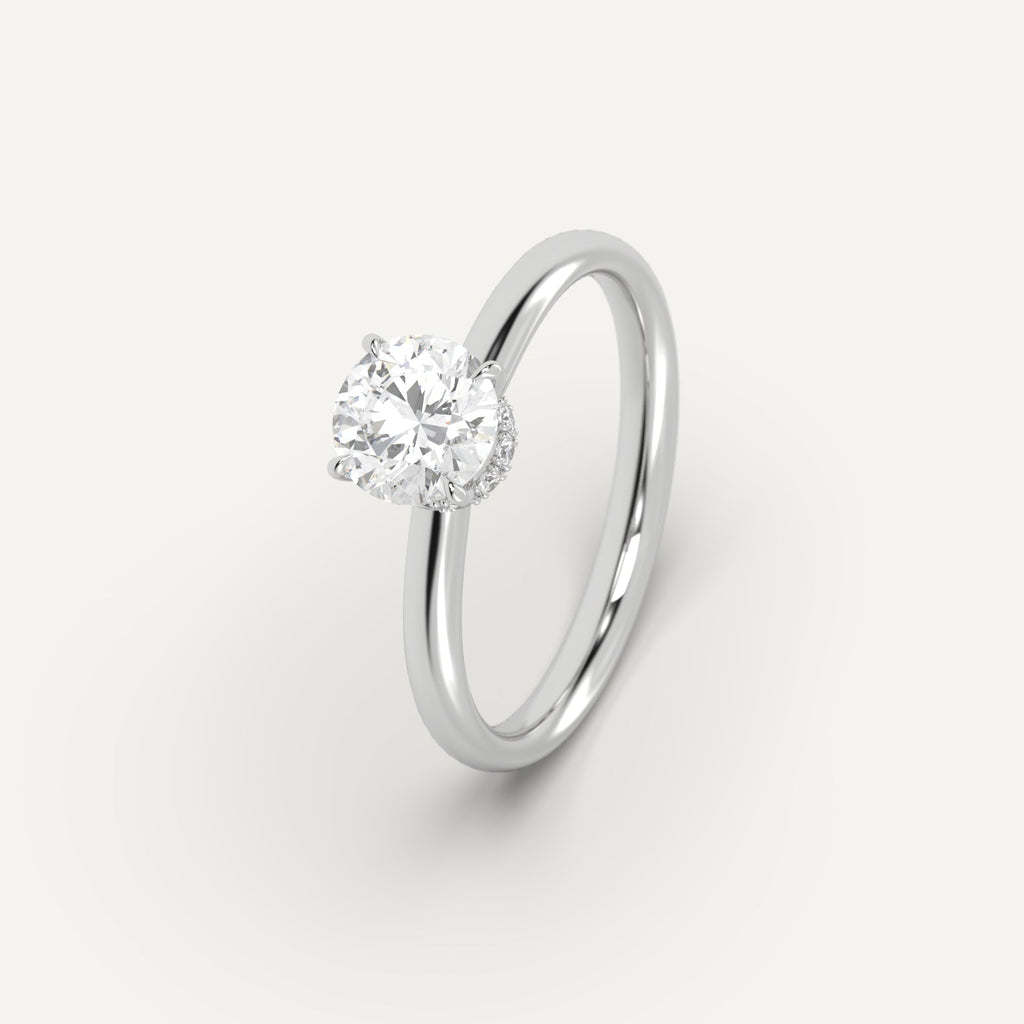 White Gold 1 Carat Engagement Ring Round Cut Diamond