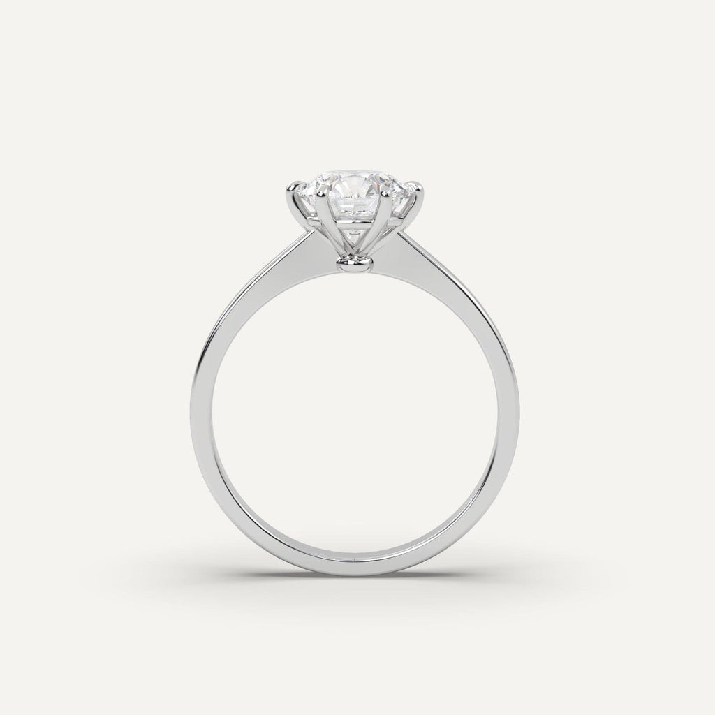 1 Carat Round Cut Engagement Ring In 14K White Gold