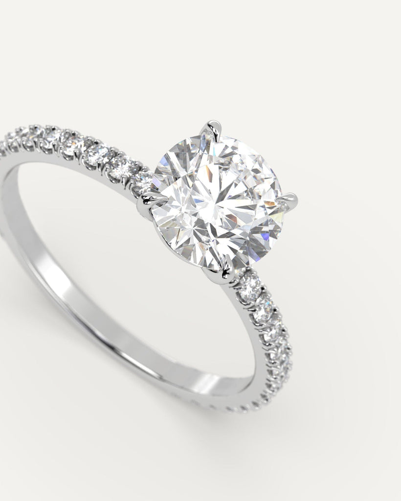 Pave Round Cut Engagement Ring 1 Carat Diamond