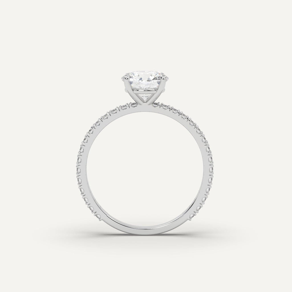 1 Carat Round Cut Engagement Ring In 14K White Gold