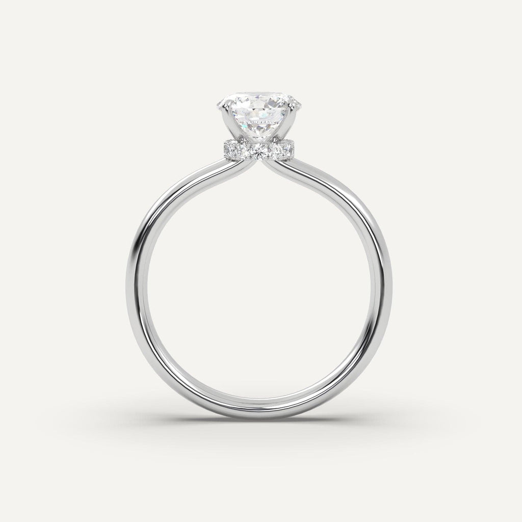 1 Carat Round Cut Engagement Ring In 14K White Gold