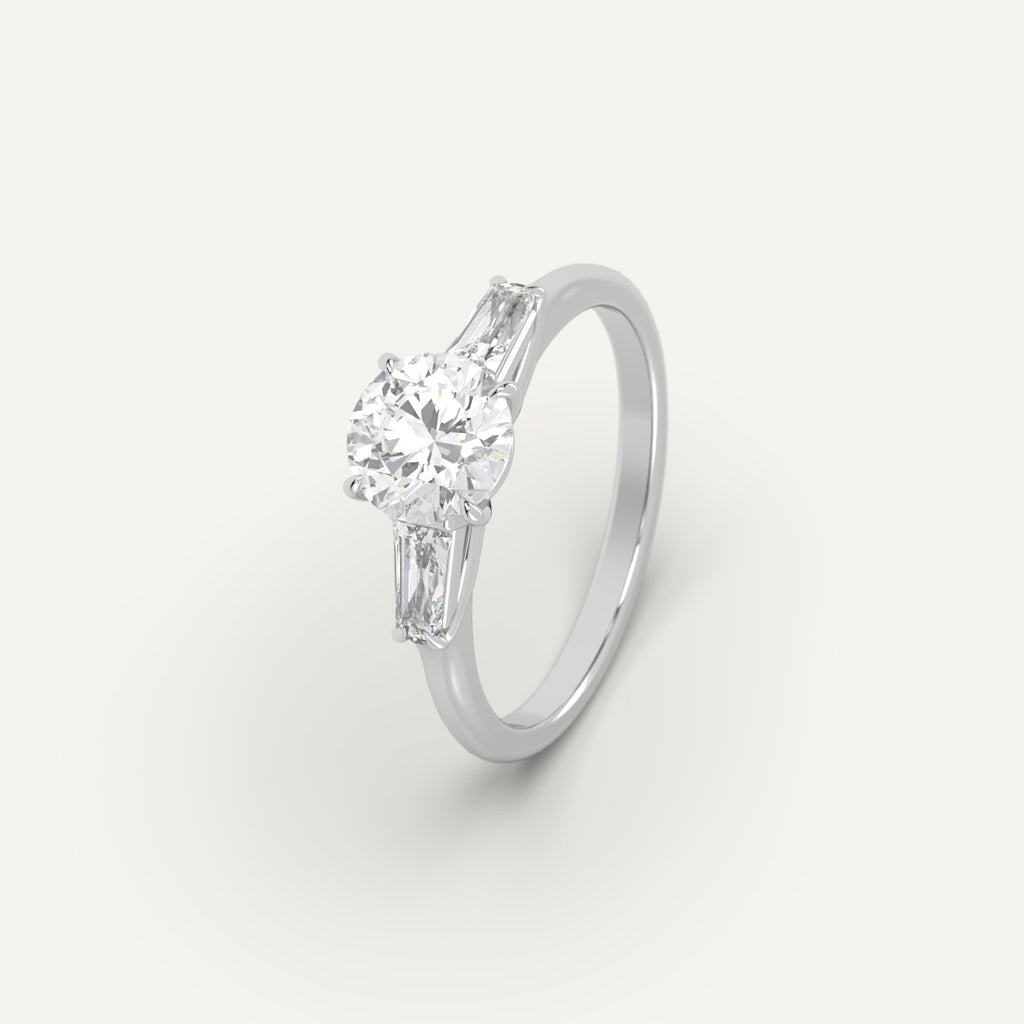 Platinum 1 Carat Engagement Ring Round Cut Diamond