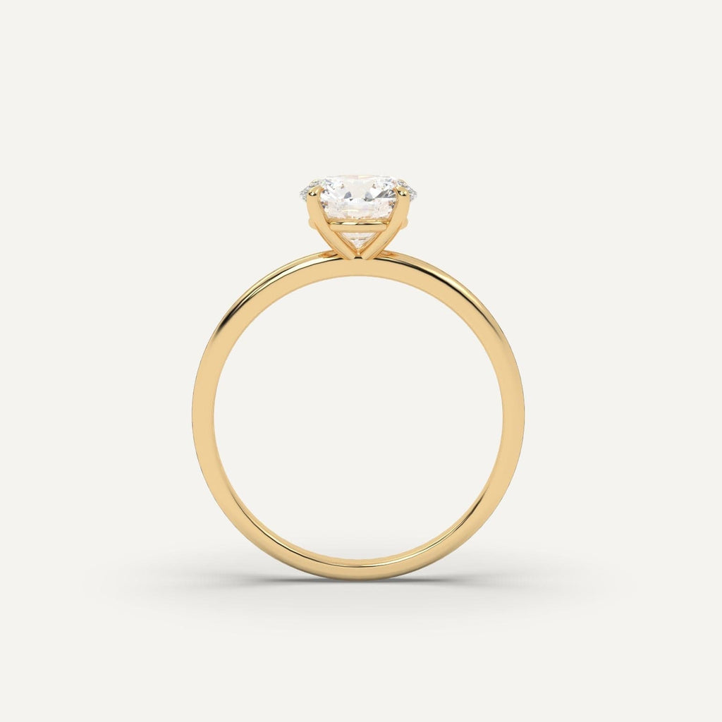 1 Carat Round Cut Engagement Ring In 14K Yellow Gold