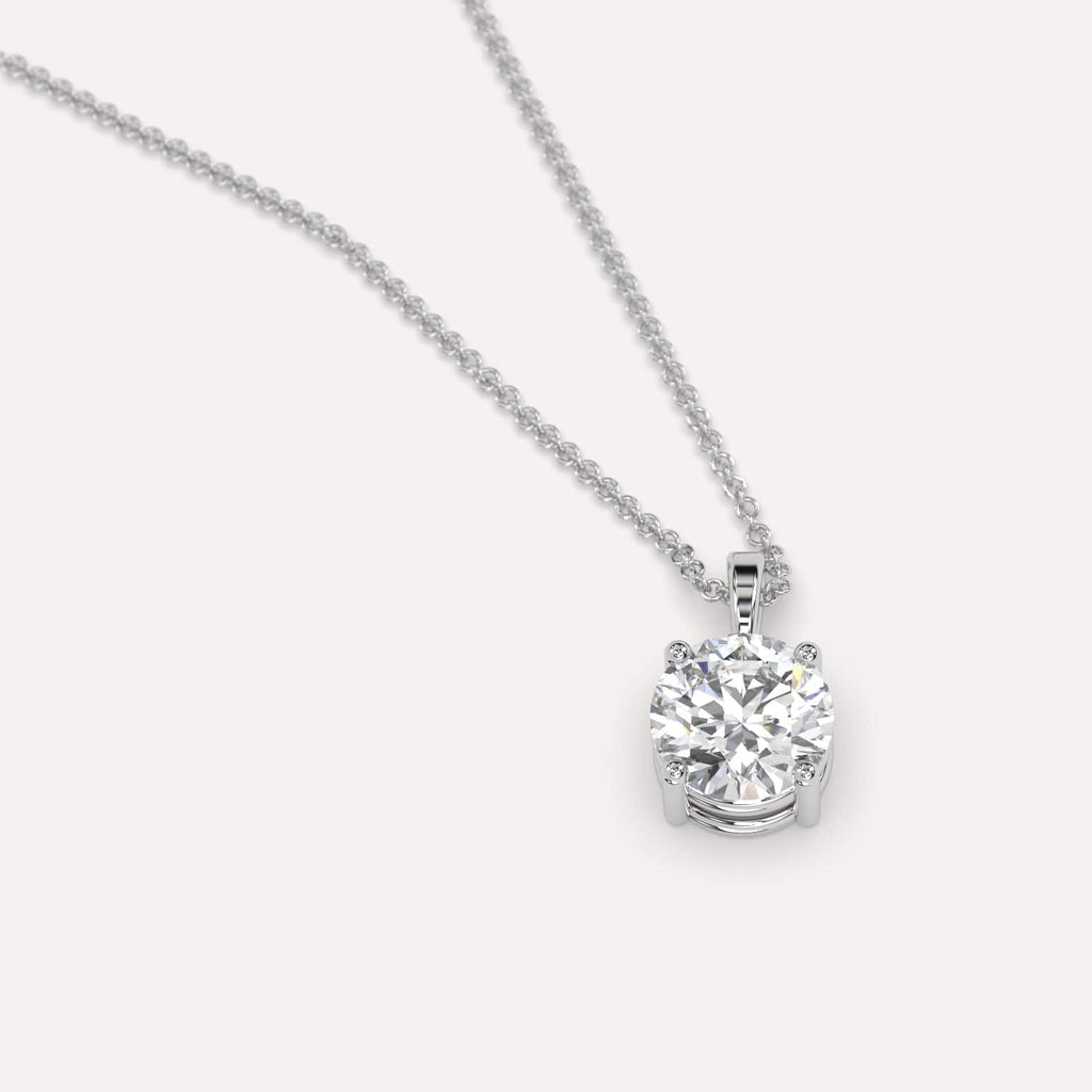 Simple Diamond Pendant Necklace With Round Natural Diamond In White Gold