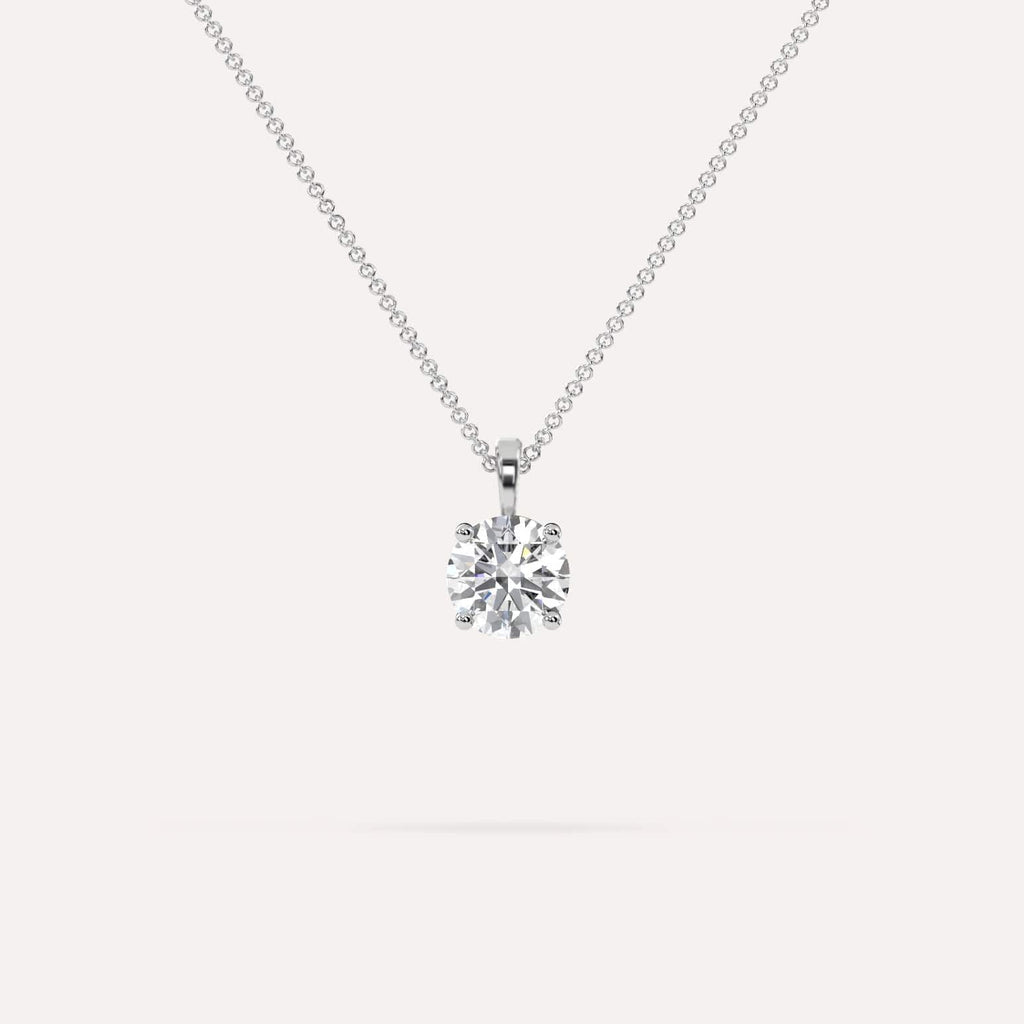 1 Carat Simple Solitaire Diamond Pendant Necklace In 14K White Gold